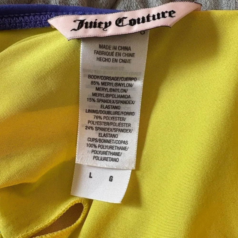 Juicy Couture Miss Divine Purple Bikini‎ with gold buttons. size Large. GUC